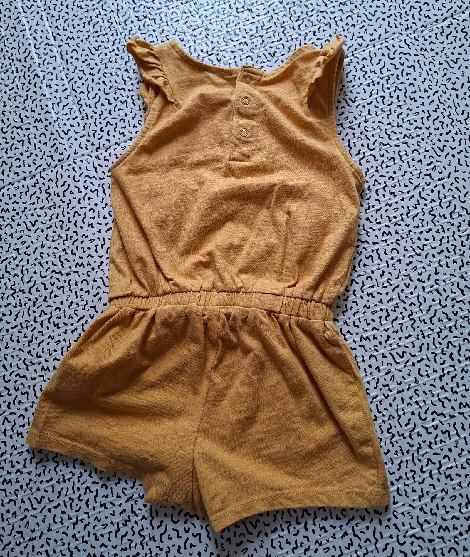 Kiabi baby girl's jumpsuit 18 months 81-86 cm mustard with ruffles 100% cotton summer – photo 5